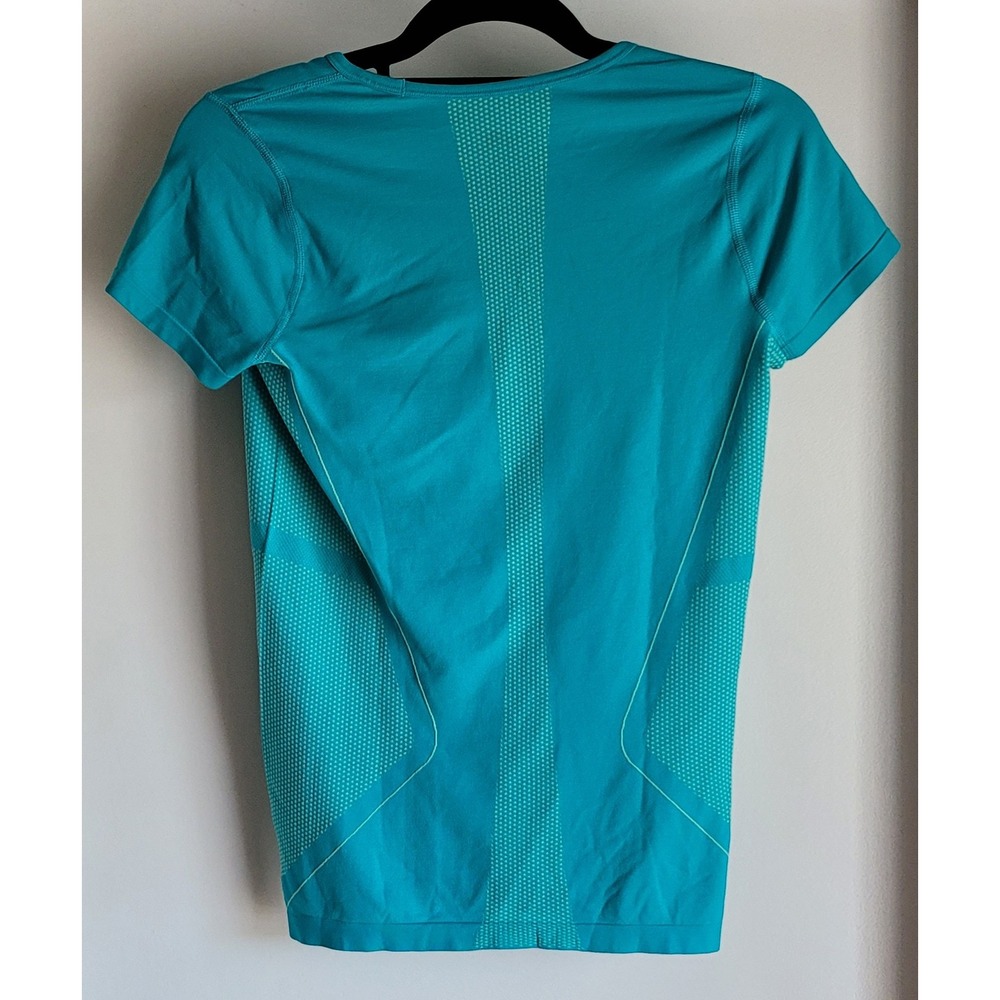The North Face T-Shirt Women S Teal V-Neck Short Sleeve Athletic Tee Top - Picture 4 of 6